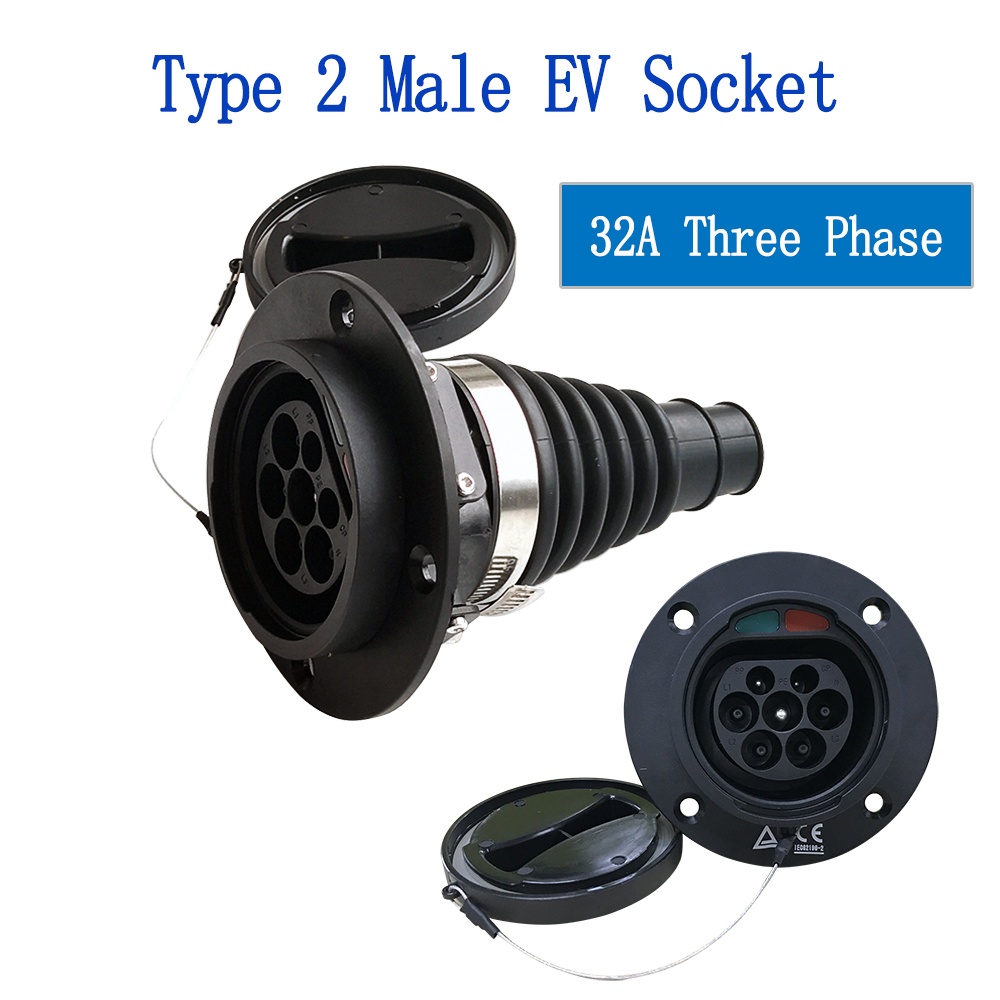 EU Standard inlet IEC 62196-2 EV Charging Inlet 32Amp 3Phase Type 2 Male Connector Inlet Electric Ve