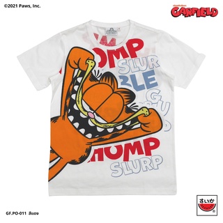 ผ้าฝ้าย 100%แตงโม (SUIKA) - เสื้อยืดคอกลมแขนสั้น GARFIELD ลาย ฉีกยิ้ม