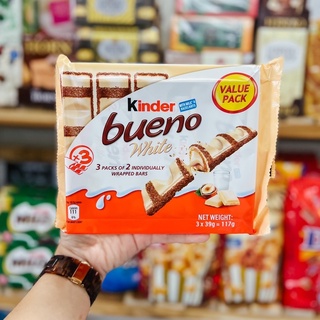 Kinder Bueno White Chocolate คินเดอร์บูเอโน่ เวเฟอร์ไวท์ช็อกโกแลตเฮเซลนัท 117g.