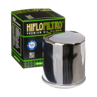 กรองน้ำมันเครื่อง ยี่ห้อ HiFlo Oil Filter รุ่น HF303 Chrome รหัส AB9063 สำหรับ Honda Kawasaki Yamaha Benelli