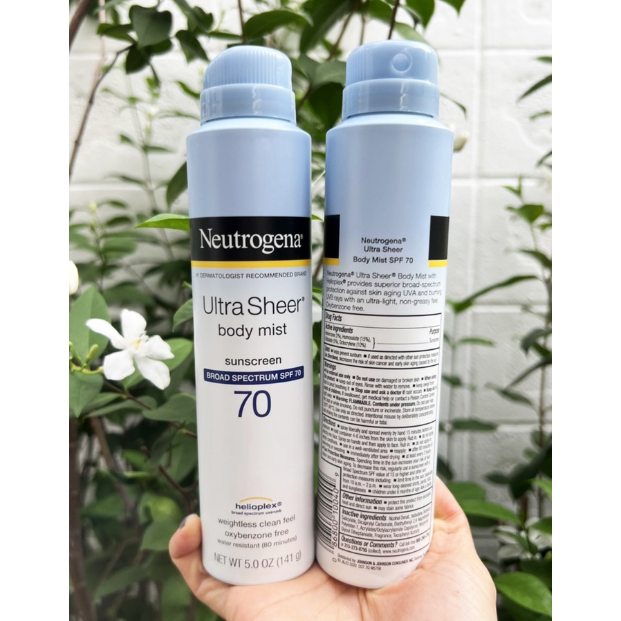 Neutrogena Ultra Sheer Body Mist Sunscreen Spray Broad Spectrum SPF70