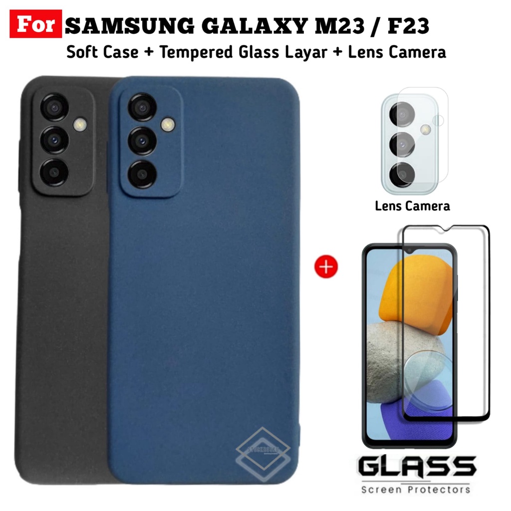 เคส Samsung M23 5G / Samsung F23 5G เคส Sandstone ฟรีกระจกนิรภัยและเลนส์กล้อง