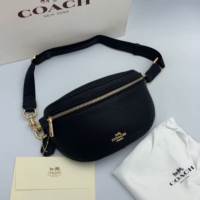 พร้อมส่ง กระเป๋าคาดอก Coach แท้💯Black/Gold