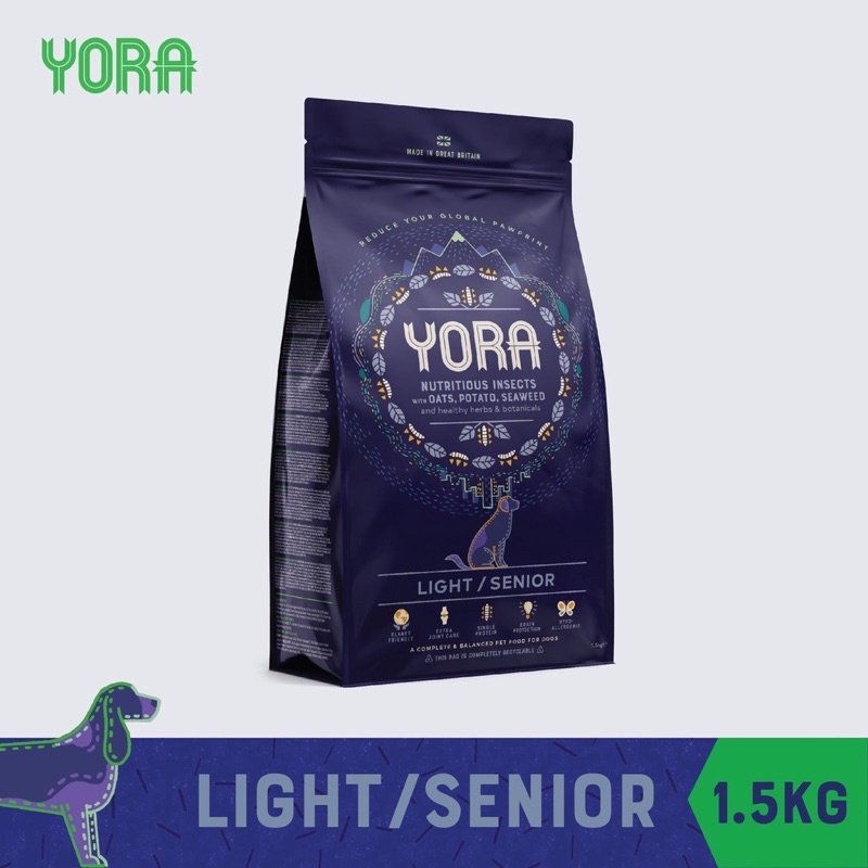 YORA Light/Senior 1.5 kg โยรา ไลท์/ซีเนียร์ 1.5 กก. สำหรับสุนัขสูงอายุ หรือ ลดน้ำหนัก อาหารสุนัขครบโ