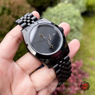 Seikomods The Dark Shark datejust Model 36MM PVD Black Jubilee Strap