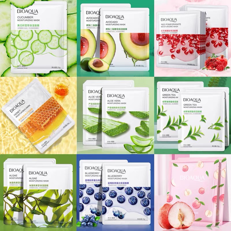 แผ่นมาส์กหน้า Bioaqua Mask ของแท้ ส่งด่วน | ส่งไว มาส์กหน้า 8สูตร ครบในหนึ่งเดียว 25ml มาร์คหน้า