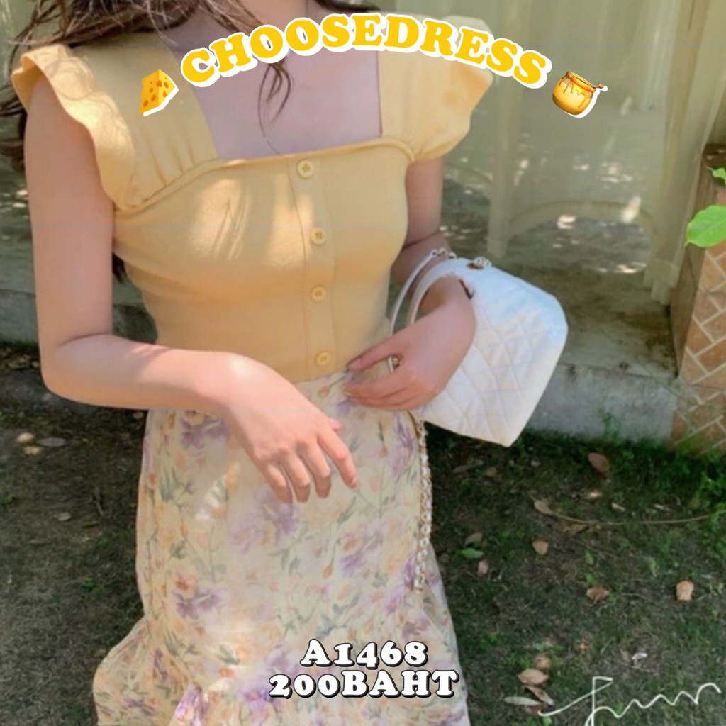 Choosedress 1468 เสื้อไหมพรมญี่ปุ่นคอเหลี่ยม