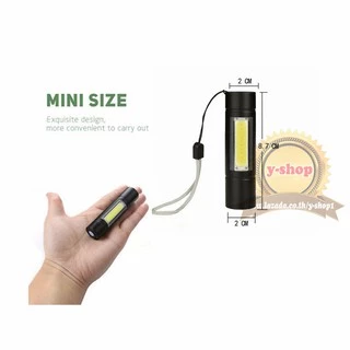 Portable Flashlights Miniไฟฉายสว่างมาก CREE LED XPE+COB 2in1 600mah usb charge 3mode