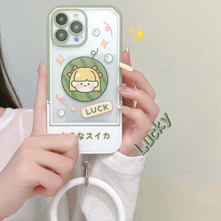 เคสโทรศัพท์มือถือ แบบใส ลายการ์ตูน พร้อมขาตั้ง สําหรับ Apple for Iphone 13Pro 11 12Promax xr xs