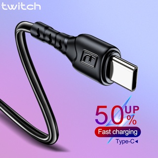 Twitch USB Type C สายชาร์จ สายเคเบิลมือถือ Micro USB สายชาร์จโทรศัพท์มือถือ สายชาร์จโทรศัพท์ ทนทาน TPE ชาร์จเร็ว Type-C สายชาร์จโทรศัพท์