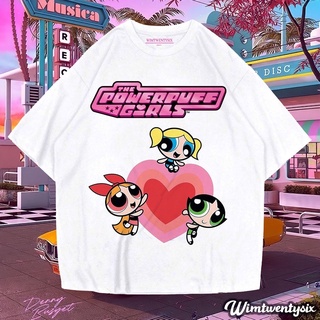 [S-5XL]เสื้อยืด POWERPUFF GIRLS (เสื้อยืด สีขาว ขนาดใหญ่)เสื้อยืด