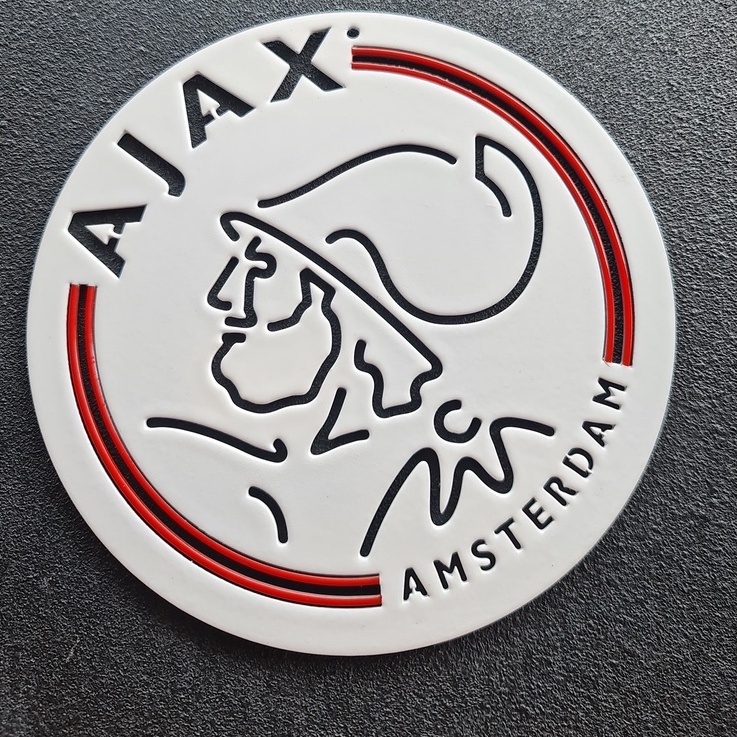 อาแจ็กซ์อัมสเตอร์ดัม โลโก้ AJAX AMSTERDAM เหล็กตัดเลเซอร์ ขนาด18*18cmหนา2 mm สีเหมือนจริงใช้สีพ่นรถย