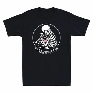 Ha0206031 เสื้อยืด พิมพ์ลายหัวกะโหลก You Make Me Feel Alive Skeleton Skull Pitbull ตลกS-5XL