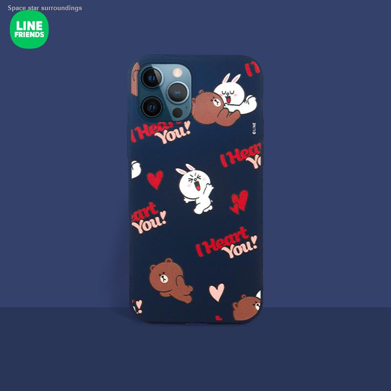 ของแท้☇LINE FRIENDS iPhone12 เคสโทรศัพท์หมีสีน้ำตาล Soft Case Cartoon Anime 3C Peripheral Mobile Phone Case