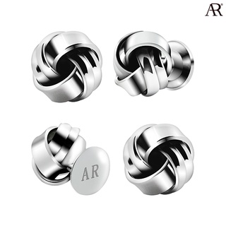 ANGELINO RUFOLO Tuxedo Studs ดีไซน์ Knot กระดุมทักซิโด้โรเดียมคุณภาพเยี่ยม สีเงิน