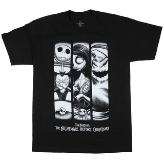 เสื้อยืดผ้าฝ้าย พร้อมส่ง เสื้อยืด พิมพ์ลาย Nightmare Before Christmas 3 แผง แฟชั่นฤดูร้อน หลากสี สําหรับผู้ชาย