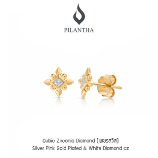 Pilantha Hiranlanna Stud earrings ,ต่างหูแป้น ,ต่างหูเงินแท้ชุบทอง ,ชุบทองคำขาว, ชุบนาค