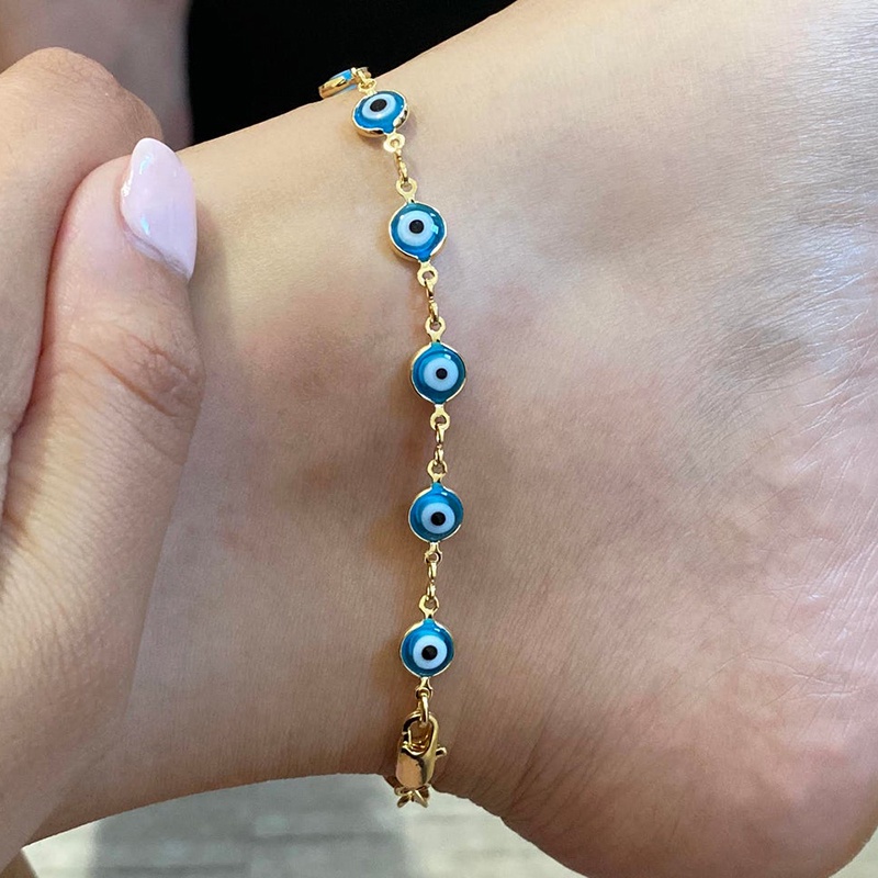 Evil Eye Anklet/ 18k Gold Filled Evil Eye Anklets/ Evil Eye Ankle Bracelet/ 925 Silver Filled Anklet