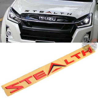 โลโก้ ตัวอักษรติดฝากระโปรงหน้า STEALTH ตัวนูน 3D สีแดง สำหรับ ISUZU D-MAX STEALTH