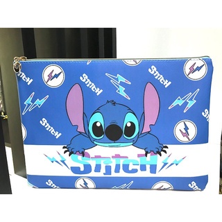 STITCH    เก็บเอกสาร  กระเป๋าเอกสาร ซองเอกสาร อย่างดี มีผ้าซับด้านใน ลาย  STITCH  SKY  NEW  สติทช์  sky    ขนาด 35x25x2