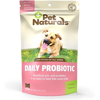 Pet naturals Probiotic Dog อาหารเสริมสุนัข [Exp.03/2025] ปรับสมดุลลำไส้ ขับถ่ายเป็นปกติ  (60 เม็ดขนม)