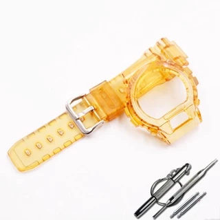 สายและเคส สําหรับ Casio G-SHOCK DW-6900 DW-6600 DW-6930 DW-3230 สายนาฬิกาซิลิโคนใส สําหรับ Gshock DW6900 DW660