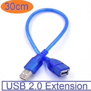 สายต่อUSBเพิ่มความยาว USB2.0ยาว30cm สีฟ้า หัวหุ้ม PVCกันไฟดูด