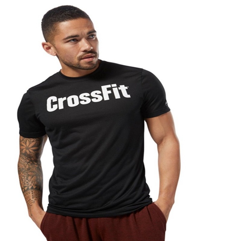 CROSSFIT Training Tee REEBOK ผู้ชายผู้หญิงออกกําลังกายผ้าฝ้าย 100% แขนสั้นสําหรับออกกําลังกายเสื้อลําลอง