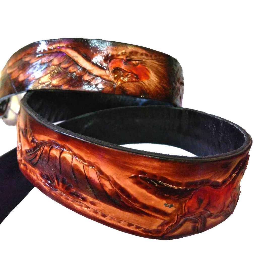 Hand made เข็มขัดตอกดุลมือลายนูน 3Dทั้งเส้น หนังวัวแท้100%ลายม้า อินเดียแดง นก เขาควายคาราบาว ดอก งานตอกมือแอฟวี่ คาวบอย