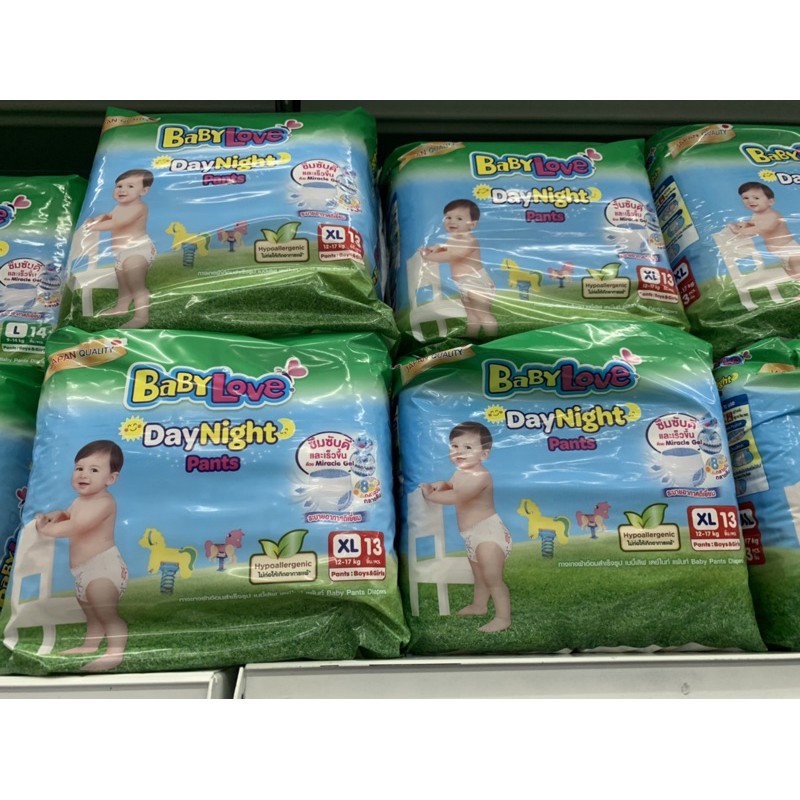 ผ้าอ้อมแพมเพิส Babylove XL 13 ชิ้น 6 ห่อ(1ลัง)