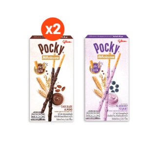 (แพค x 3) Pocky กูลิโกะ ป๊อกกี้ โฮลซัม รสช็อคโกแลต x 2 + รสบลูเบอร์รี x 1