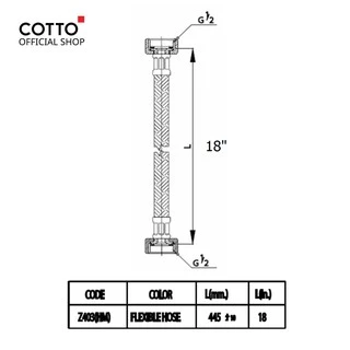 COTTO สายน้ำดีอ่างล้างหน้าสเตนเลสถักยาว 16 18 20 24 นิ้ว