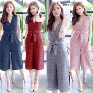 Jumpsuit ทรง 5 ส่วน คอวีไขว้TT1895