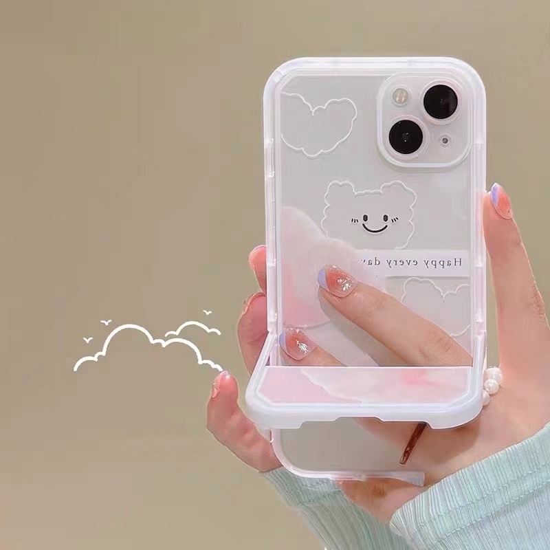 เคสโทรศัพท์มือถือแบบนิ่ม ใส กันกระแทก กันรอยกล้อง พร้อมที่ตั้งวาง พับได้ สําหรับ IPhone 13 Pro Max 11 12 8 7 Plus XS X XR 6 6S SE2020 Series