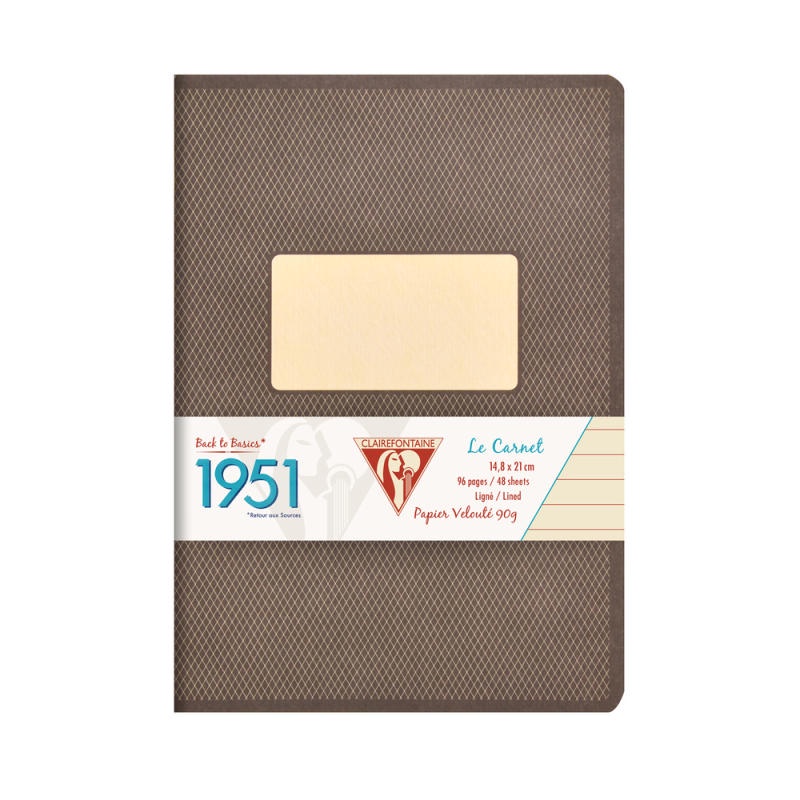 Clairefontaine สมุดบันทึก มีเส้นบรรทัด ปกสีดำ สไตล์วินเทจ14.8x21ซม. 1951, Black stapled notebook 48sh. Lined 195236C