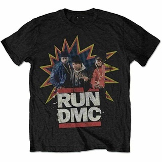 Wanyg เสื้อยืดแขนสั้น ผ้าฝ้าย 100% พิมพ์ลาย Run Dmc Music Pow Official M สีดํา ของขวัญวันเกิดวันพ่อ