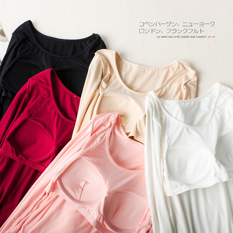ชุดชั้นใน เสื้อยืด แขนยาว พร้อมแผ่นรองหน้าอก สําหรับผู้หญิง ราคา ถูกที่สุด ดีลบีเคเค แกลเลอรีภาพที่ 3