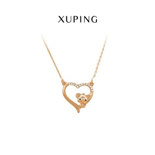 xuping สร้อยคอทอง 18k สร้อยคอแฟชั่น มาพร้อมจี้รูปหัวใจน้องหมีน่ารักๆ ไม่ลอกไม่ดำ100%