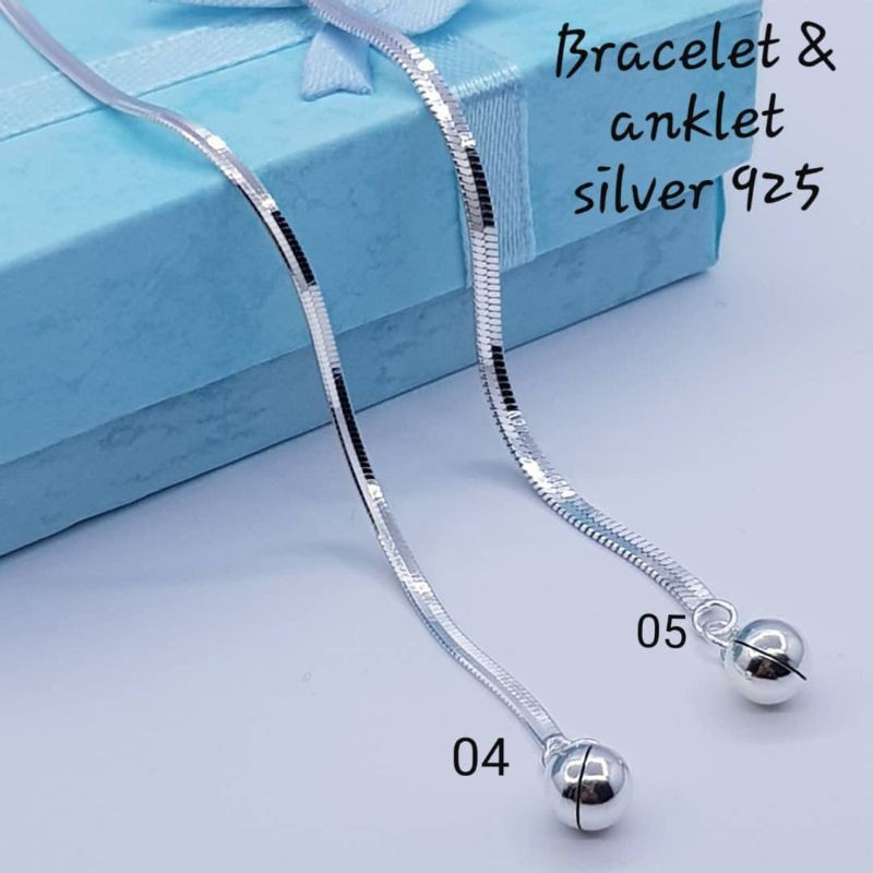 (ZL) ️ สร้อยข้อมือเงินและสร้อยข้อเท้าเงิน 925 / Gelang Tangan Dan Gelang Kaki Perak