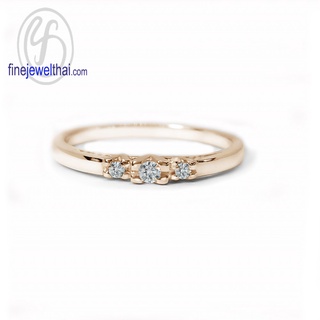 Finejewelthai-แหวนมินิมอล-แหวนเพชร-เพชรสังเคราะห์-แหวนเงินแท้-Minimal-Diamond-CZ-Silver-Ring-R1435czg/ pg