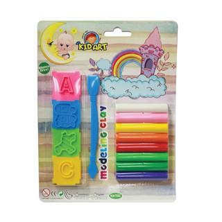 คิดอาร์ท ดินน้ำมัน100กรัม 8สี +แม่พิมพ์ คละสี/คละแบบ  Kidart  Modeling Clay 100g. 8Colors   (T108/4AC)