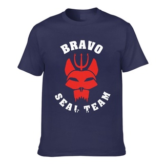 เสื้อยืด ผ้าฝ้าย พิมพ์ลาย Bravo Seal Team สีกรมท่า สําหรับผู้ชาย