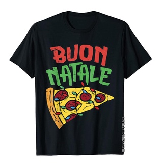 เสื้อยืด ผ้าฝ้าย พิมพ์ลาย Buon Natale Pizza เหมาะกับของขวัญคริสต์มาส สไตล์อิตาลี สําหรับผู้ชายS-5XL