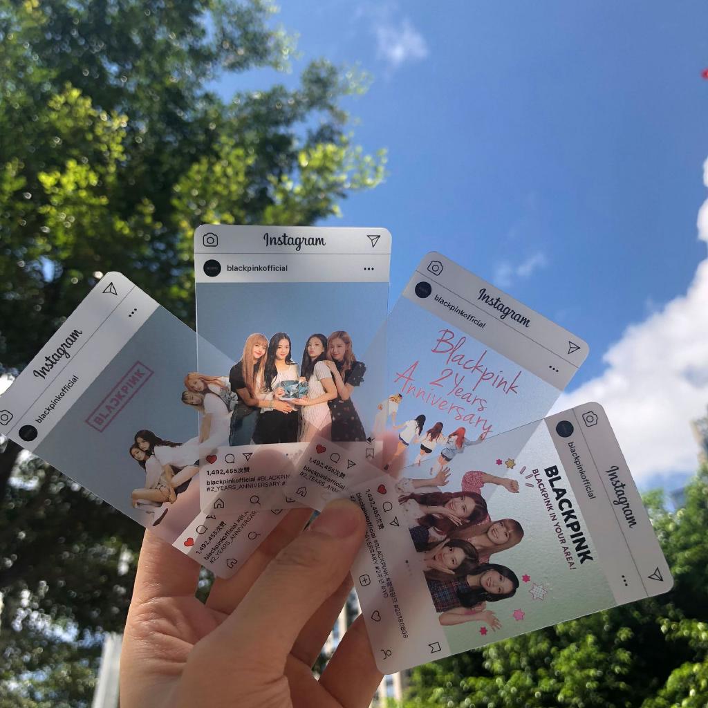 เจาะบัตร 8pccs/ set Blackpink Photo cards INS style Transparent Plastic Card frosted small card Girl Group surrounding ins Postcard