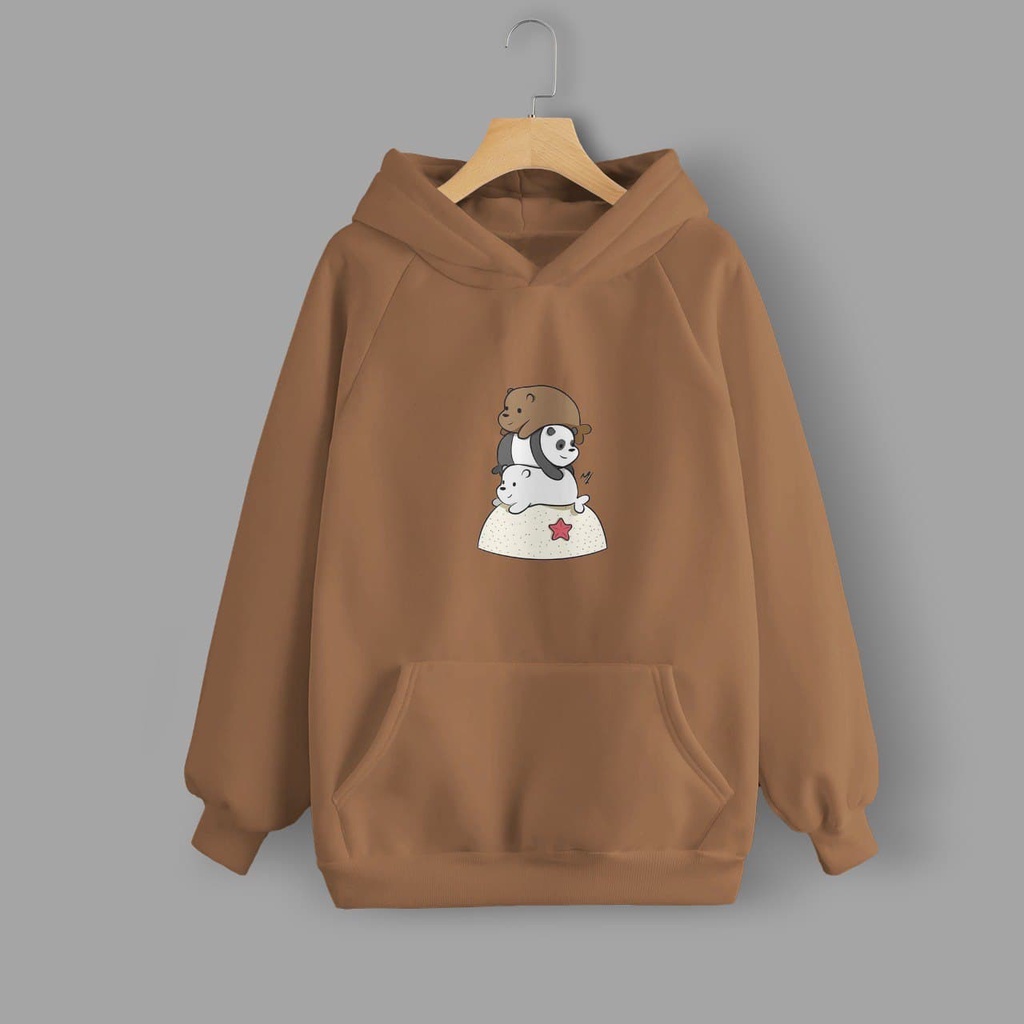 Nabilla We Bare Bears เสื้อแจ็คเก็ตมีฮู้ดสีน้ําตาล