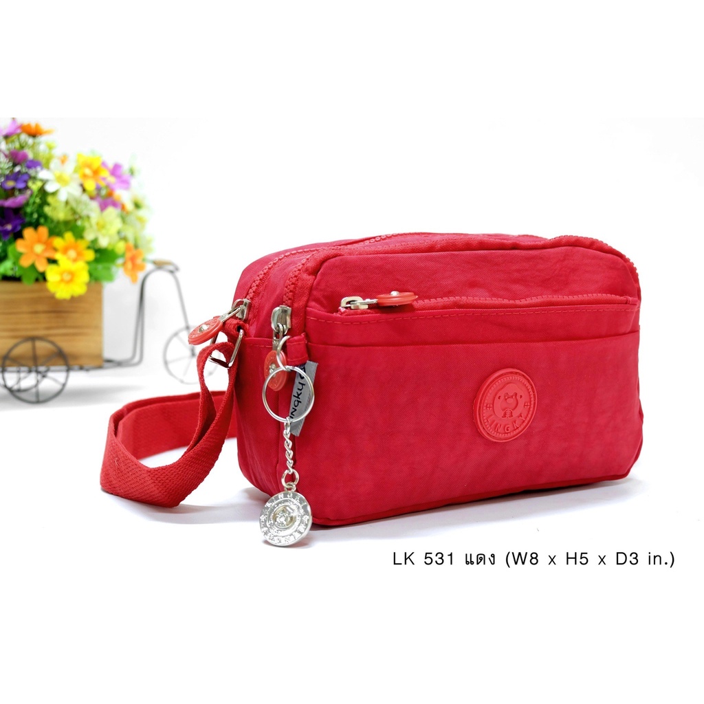 LK กระเป๋าสะพายข้าง ผ้าร่มขนาด 8 นิ้ว มีทั้งหมด 4 ซิป กระเป๋าสไตล์คิปลิ้งค์ ทรงสปอร์ต มีหลายสี ( LK-531) - รูปที่ 3