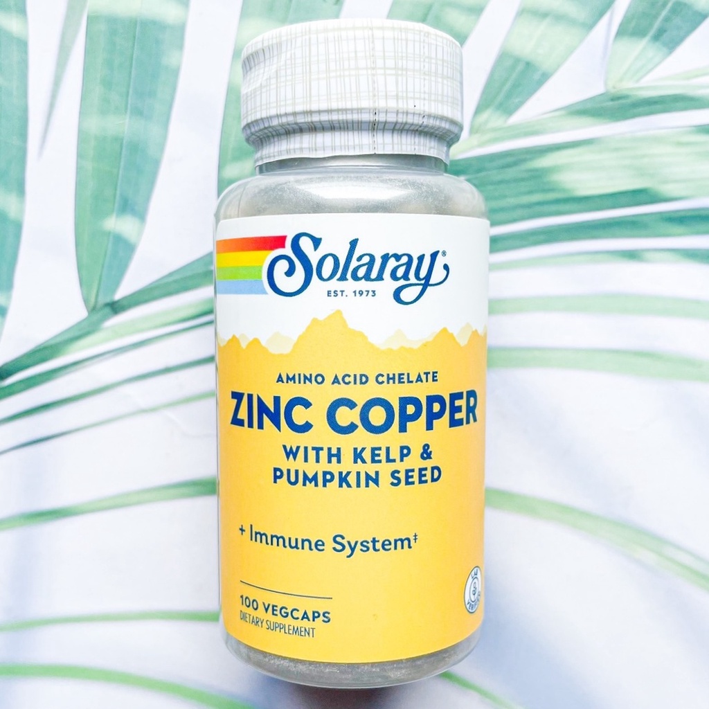 (Solaray®) Zinc Copper 100 VegCaps ธาตุสังกะสี +ทองแดง