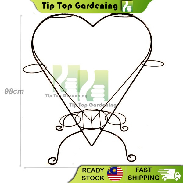 ANTIQUE สี 6 กระถาง LOVE SHAPE FLOWER ขาตั้งเหล็ก DIY LV611HT KAKI PASU BUNGA