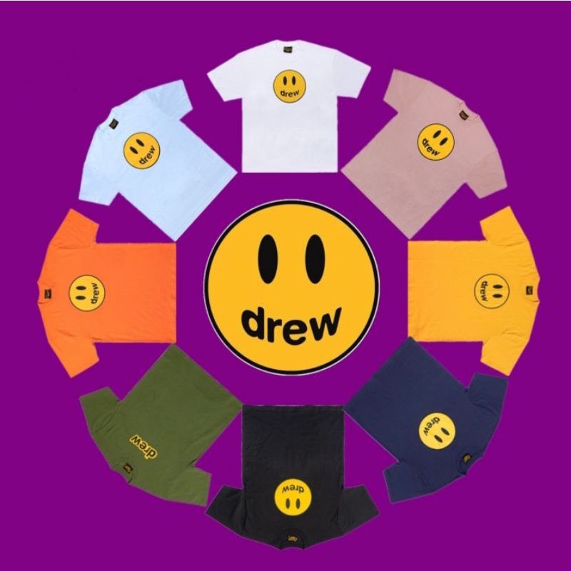 Drew House T-shirt 2020 (เกรดพรีเมี่ยม) Justin Bieber Mascot เสื้อยืดผ้าฝ้ายแขนสั้น #4