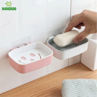 HANGROO H554 กล่องสบู่ ลายหน้ายิ้ม ที่วางสบู่ ใส่สบู่แบบก้อน ติดผนังได้ ไม่ต้องเจาะผนัง